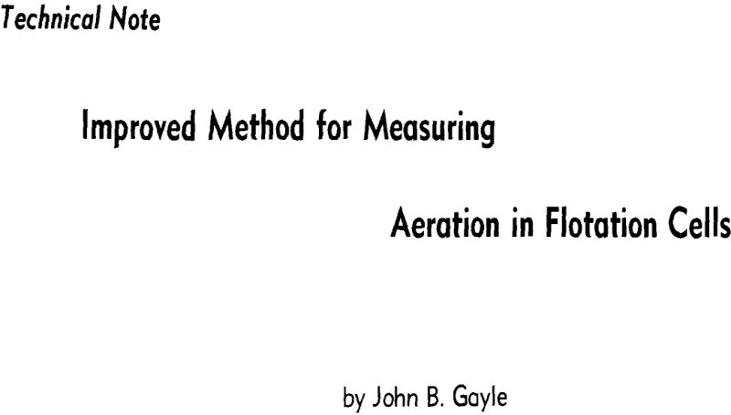 improved method for measuring aeration in flotation cells