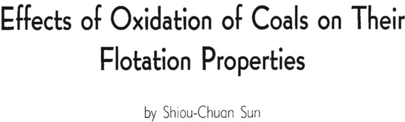 effects of oxidation of coals on their flotation properties