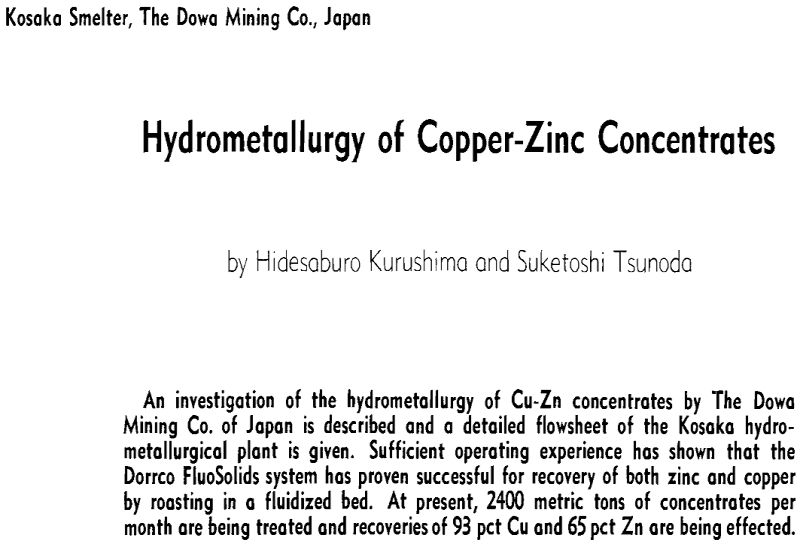 hydrometallurgy of copper-zinc concentrates