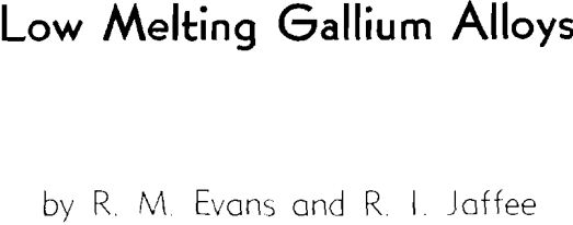 low melting gallium alloys
