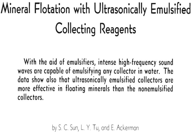 mineral flotation with ultrasonically emulsified collecting reagents
