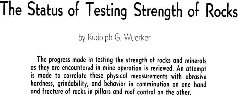 the status of testing strength of rocks