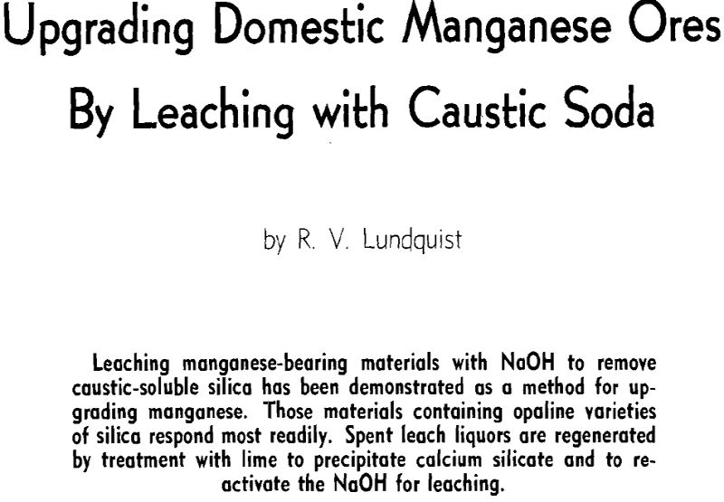 upgrading domestic manganese ores by leaching with caustic soda