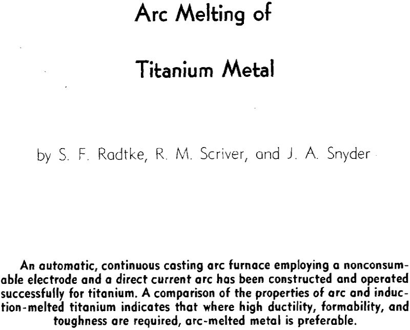 arc melting of titanium metal