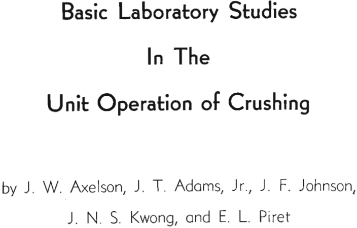 basic laboratory studies in the unit operation of crushing