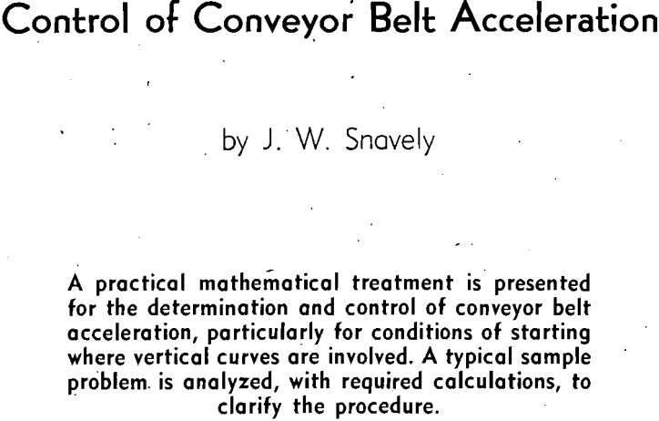 control of conveyor belt acceleration