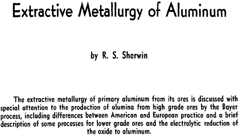 extractive metallurgy of aluminum