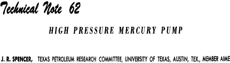 high pressure mercury pump