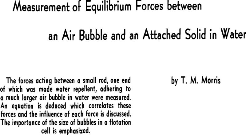 measurement of equilibrium forces between an air bubble and an attached solid in water