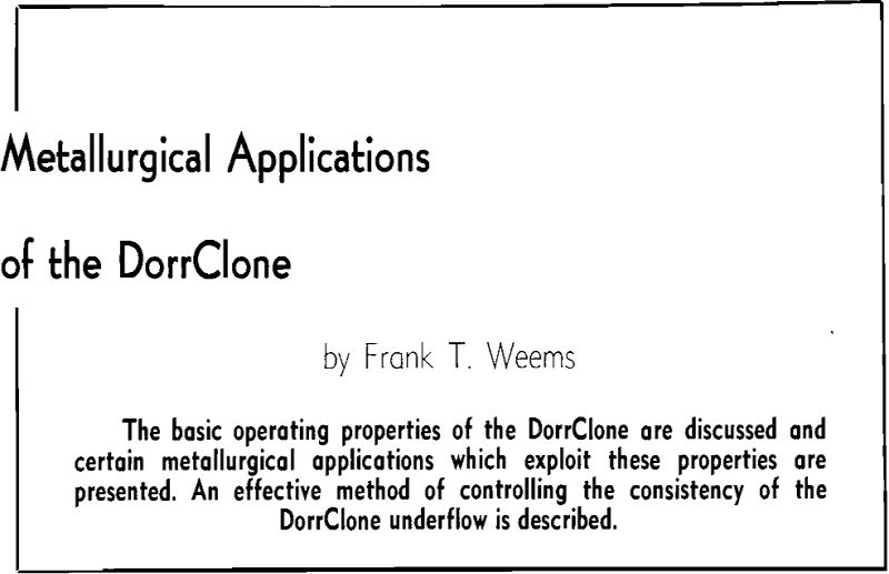 metallurgical applications of the dorrclone
