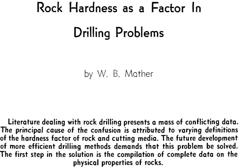 rock hardness as a factor in drilling problems