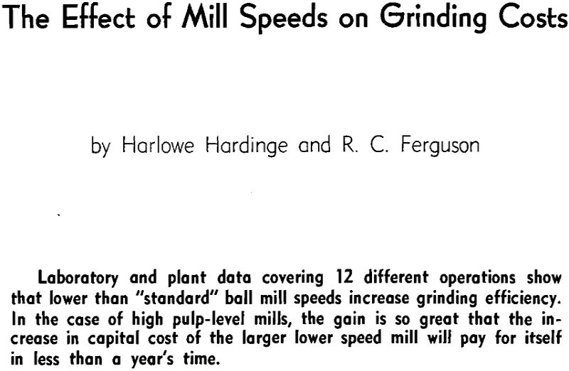 the effect of mill speeds on grinding costs