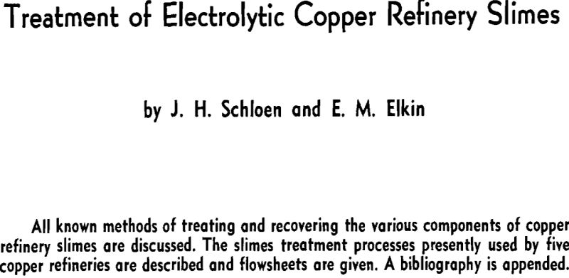 treatment of electrolytic copper refinery slimes
