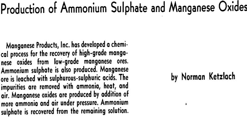 production of ammonium sulphate and manganese oxides