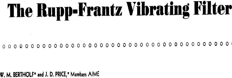 the rupp-frantz vibrating filter